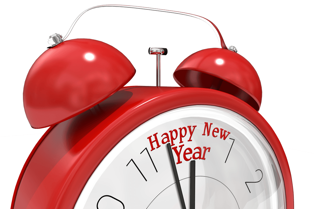 Transparent Red Alarm Clock Celebrating New Year