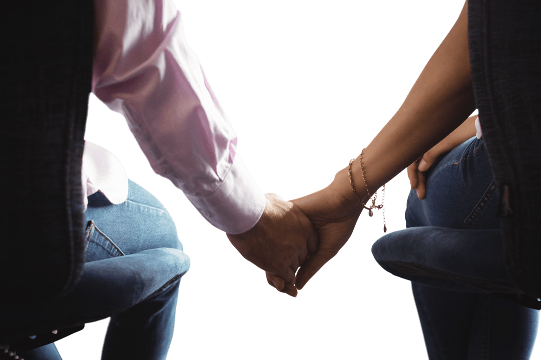 Couple Holding Hands from Rear Cutout on Transparent Background