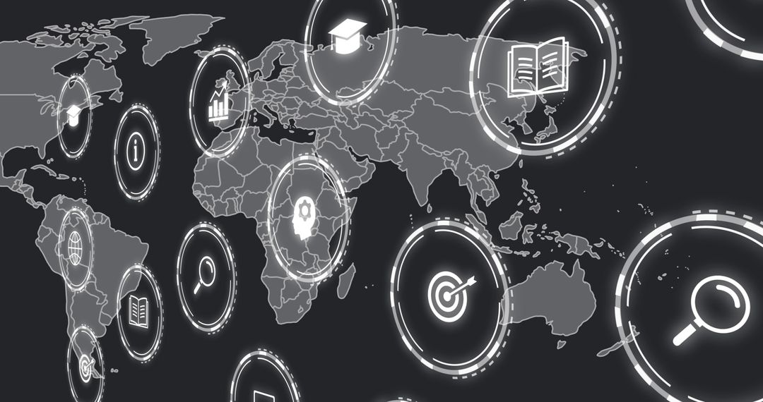Global Network with Digital Business Communication Icons