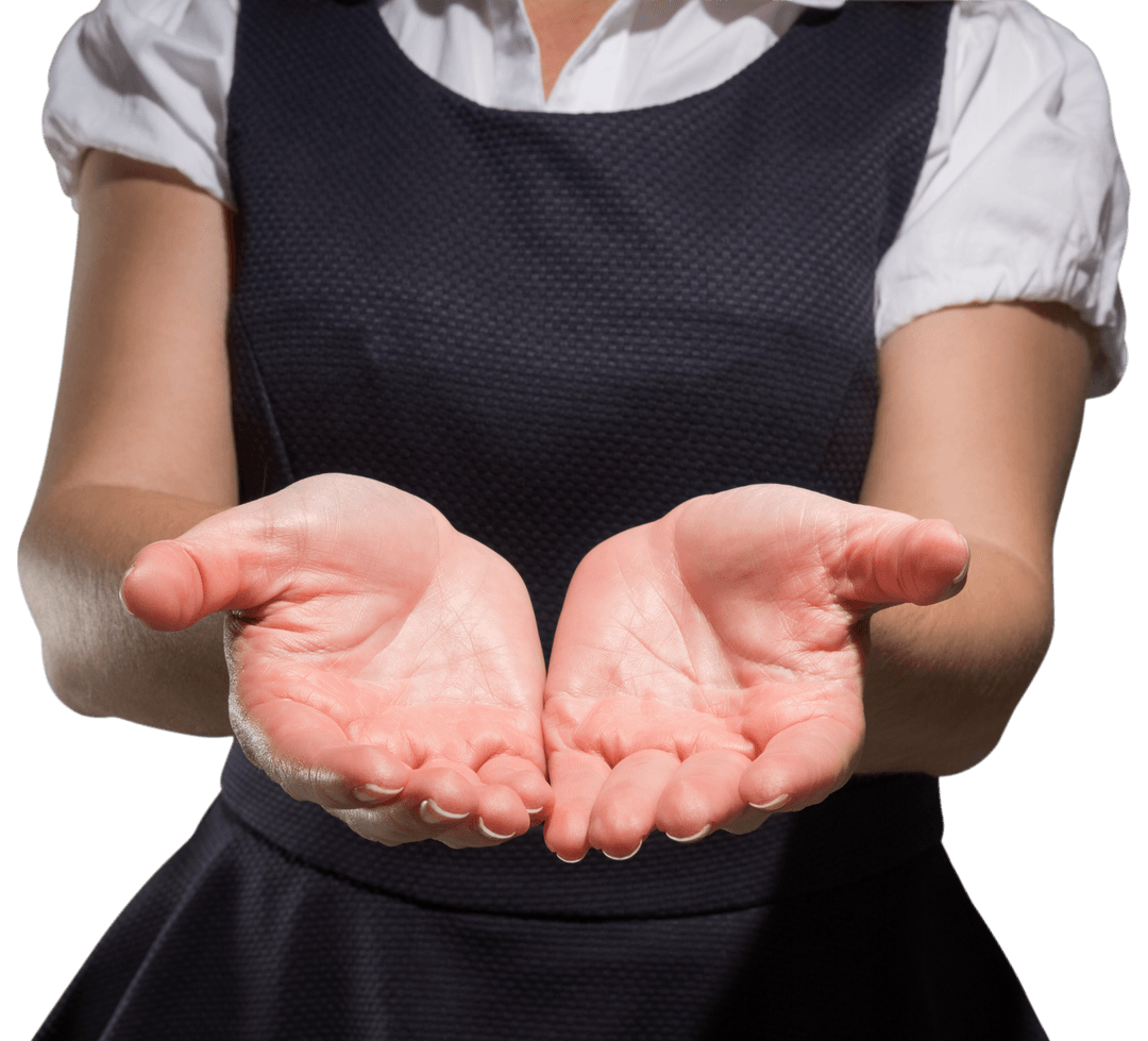 Businesswoman Showing Open Hands on Transparent Background