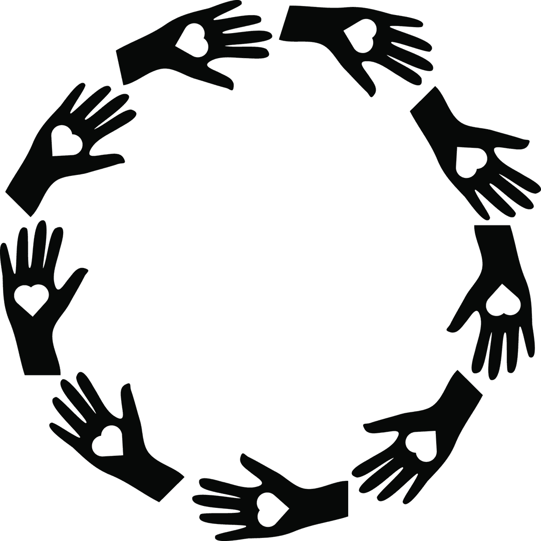 Circular Sequence of Black Love Hands on Transparent Background