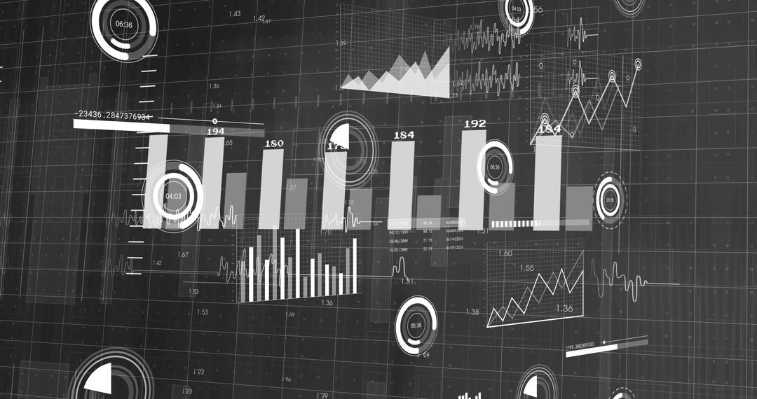 Abstract Data Visualization with Graphs Over Dark Background