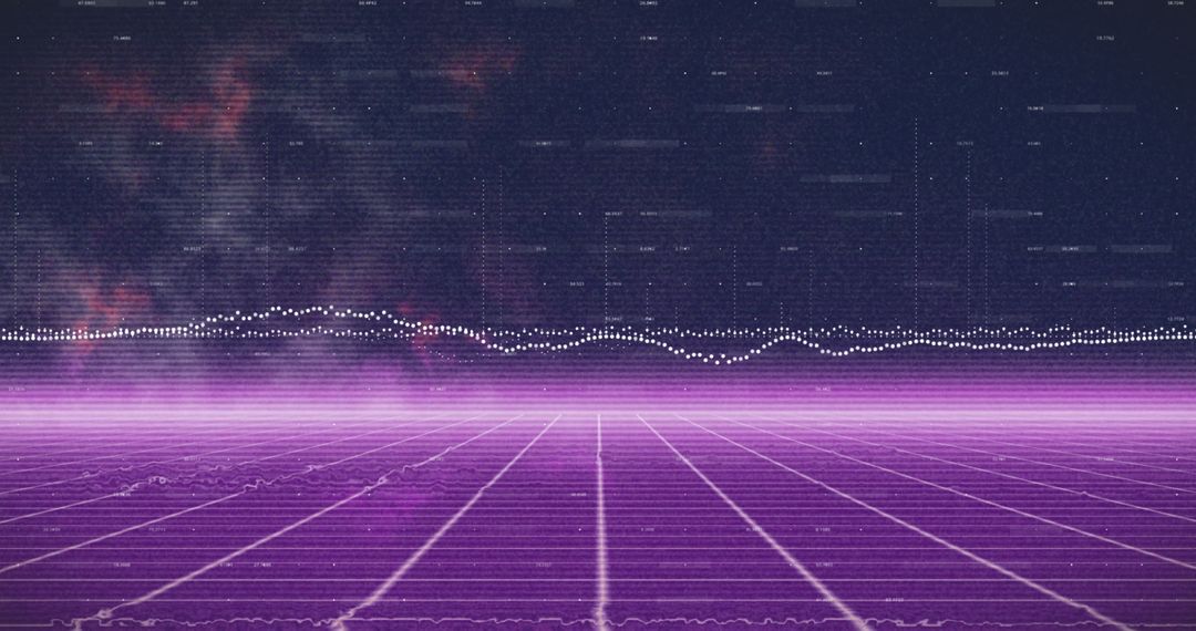 Futuristic Data Processing Interface with Purple Grid Aesthetics