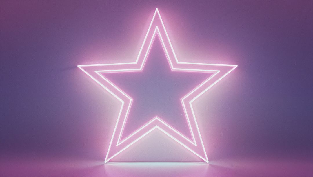 Glowing Neon Star with Gradient Light Reflection
