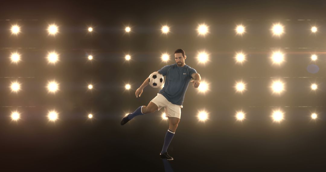 Soccer Player Performing Skills Under Studio Lights - Free Images, Stock Photos and Pictures on Pikwizard.com