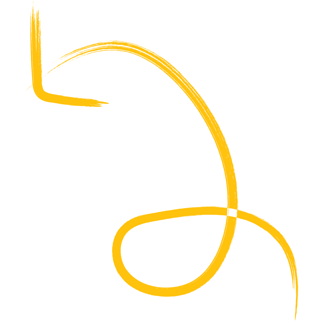 Yellow Curled Arrow on Transparent Background for Directional Guidance