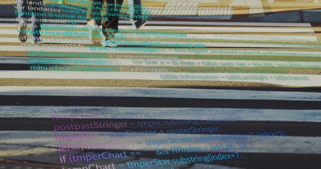 Futuristic Digital Code Overlay on Sports Bleachers