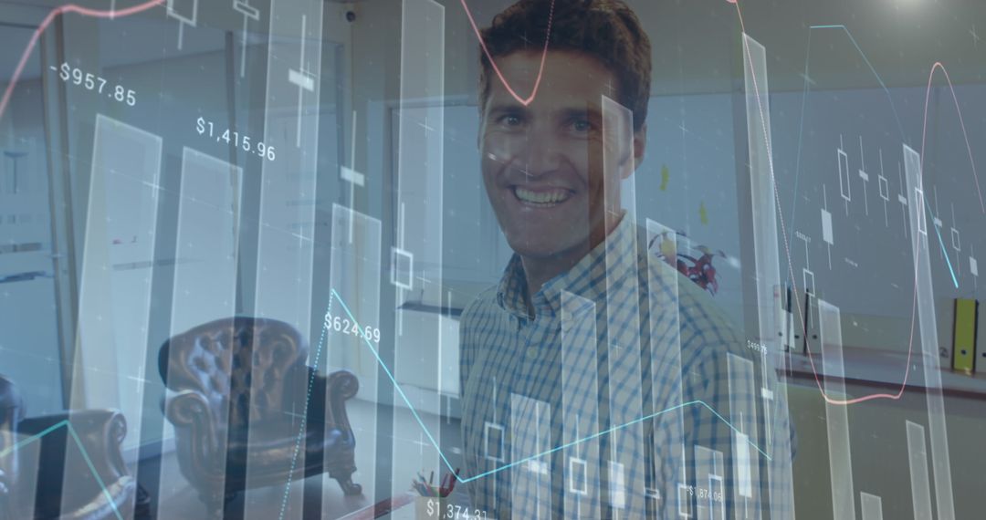 Businessman Overlapping with Digital Financial Charts