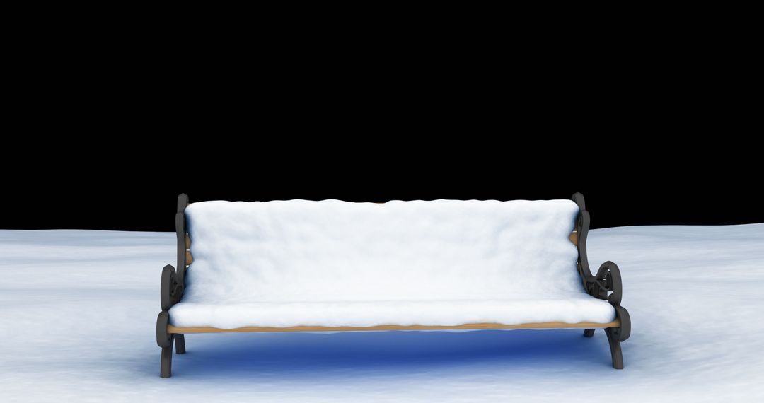 Wintery Bench Covered in Snow Against Black Background - Free Images, Stock Photos and Pictures on Pikwizard.com