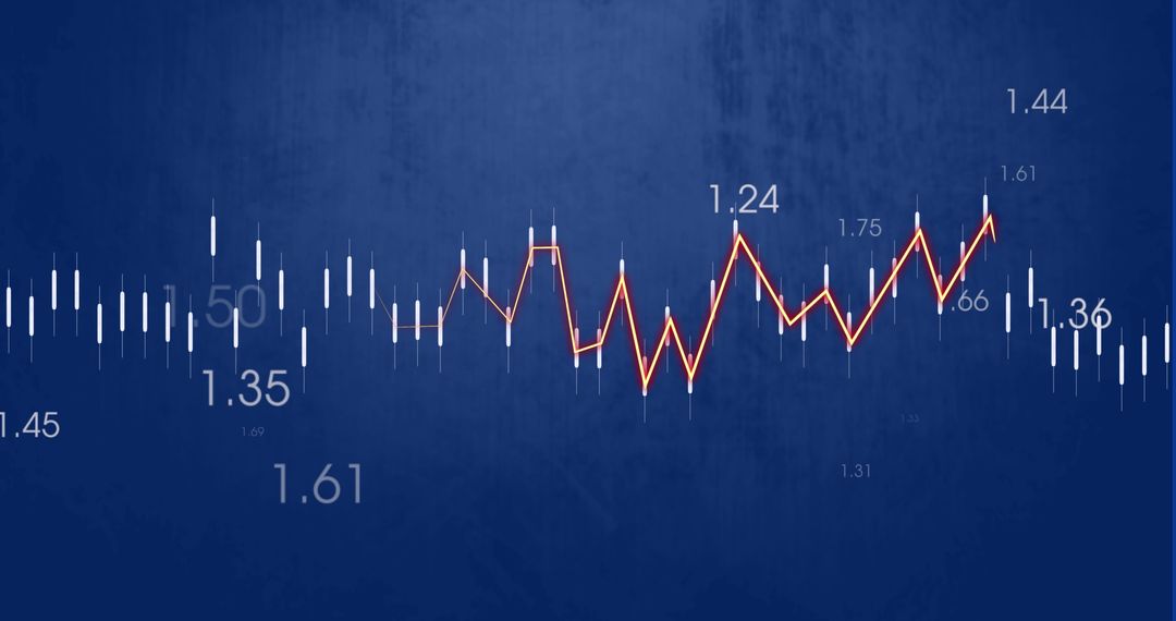 Financial Data Displayed with Trends on Blue Background