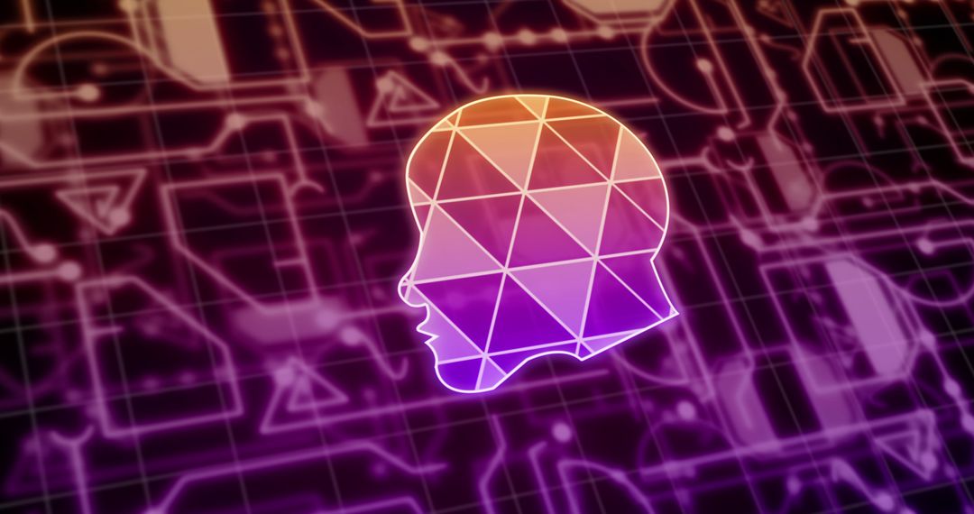 Abstract Digital Head with Futuristic Connection Network