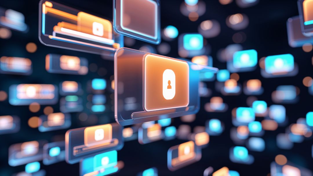 Futuristic Digital Interface with Connected UI Panels