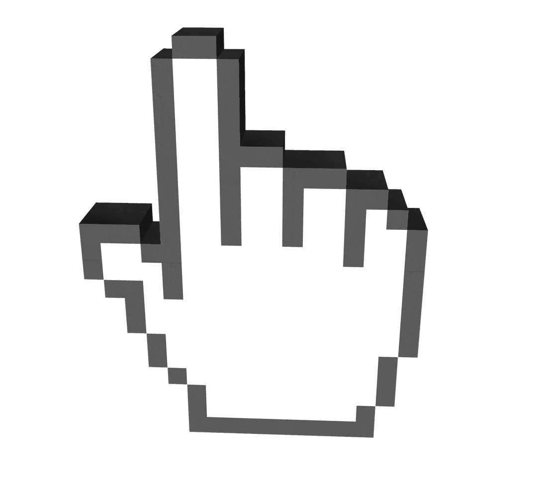 3D Transparent Pixelated Cursor Hand for Digital Design
