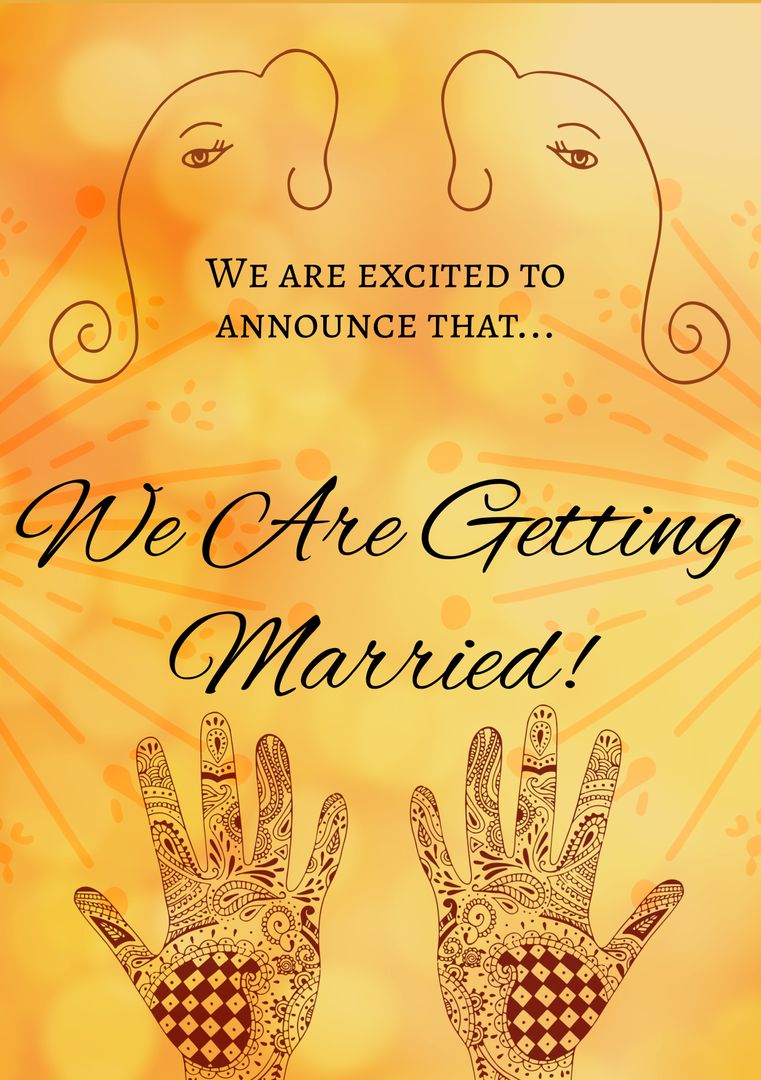 Intricate Henna-Themed Wedding Announcement with Hand Design - Download Free Stock Templates Pikwizard.com