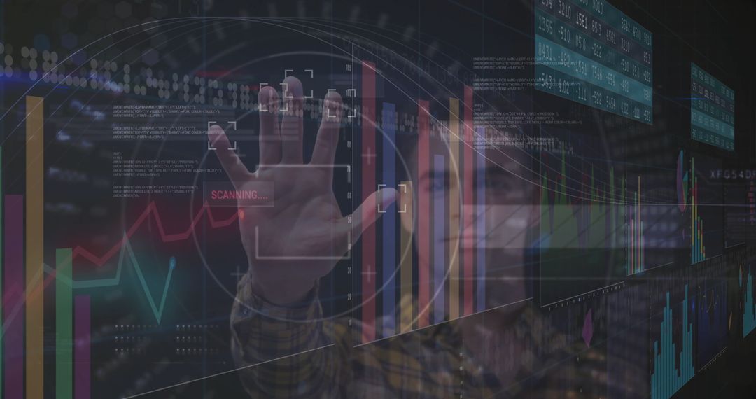 Man in Data Lab Interfacing with Holographic Technology