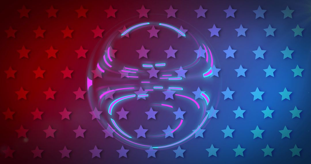 Spinning Neon Circular Pattern with Starry American Colors