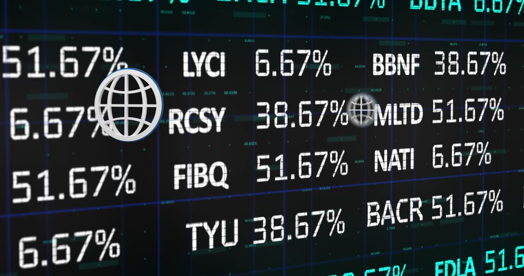 Digital Animation Overlaying Stock Trading Screen Data Visualization