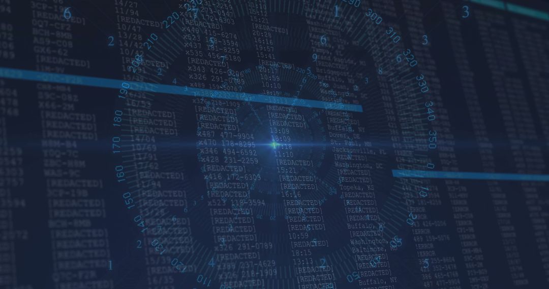 Futuristic Cybersecurity Interface with Rotating Digital Gauge