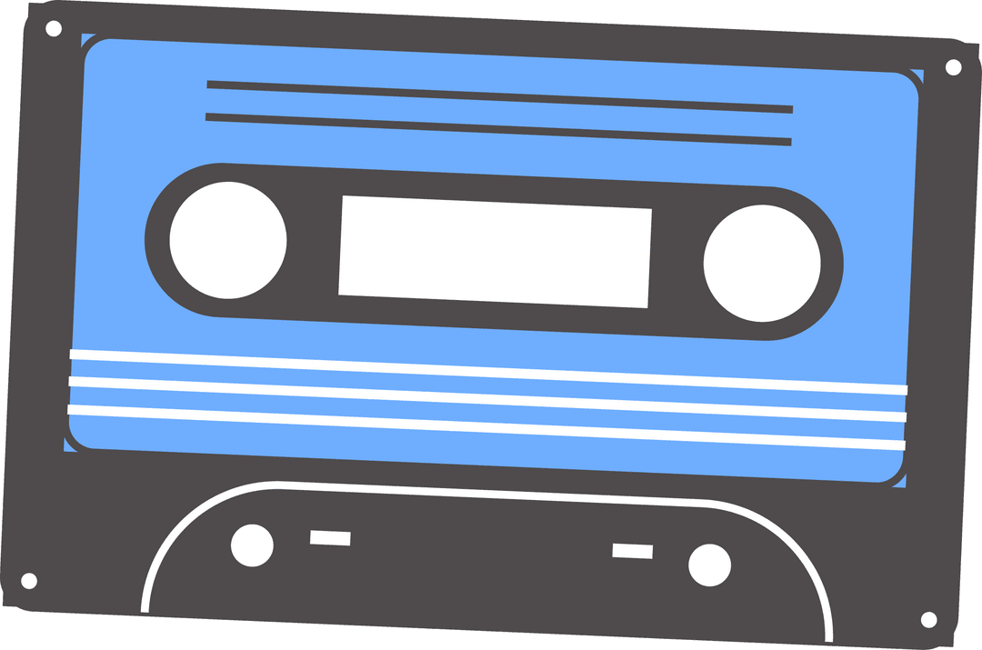 Floating Transparent Background Blue Label Audio Cassette Illustration