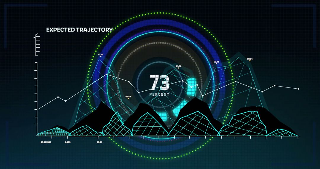 Futuristic Graph with Luminescent Circular Interface