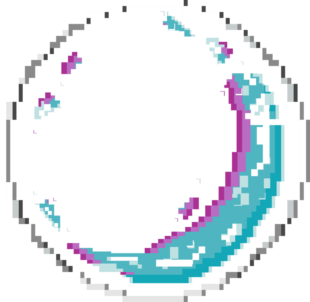 Pixelated Abstract Swirl Circular Frame on Transparent Background