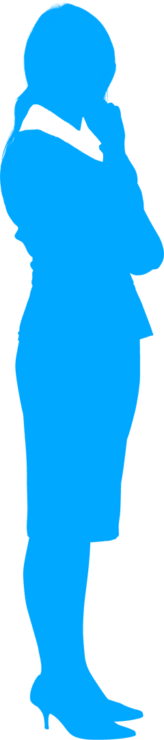 Silhouette of Thoughtful Businesswoman Isolated Transparent Background