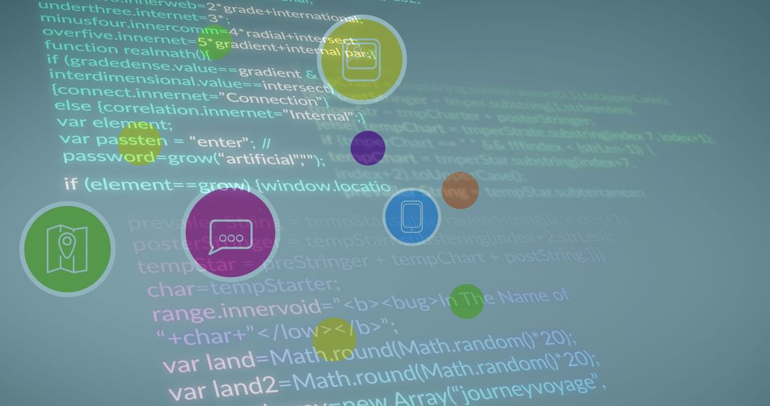 Programming Code with Colorful Digital Icons - Free Images, Stock Photos and Pictures on Pikwizard.com