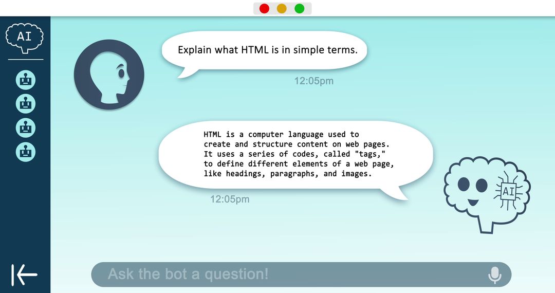 Illustration of AI Chatbot Explaining HTML Basics