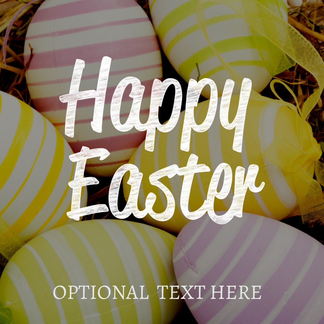 Colorful Striped Easter Eggs with Happy Easter Text - Download Free Stock Templates Pikwizard.com