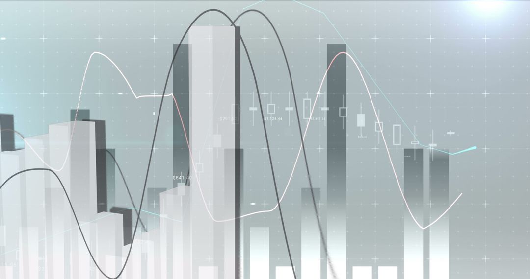 Digital Chart with Abstract Data Trends and Graphs