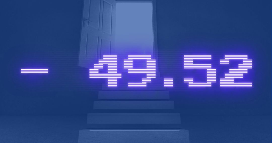 Financial Data Display with Digital Effects and Open Door