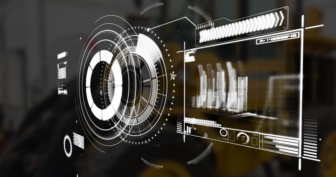 Futuristic Digital Interface with Data Diagnostics