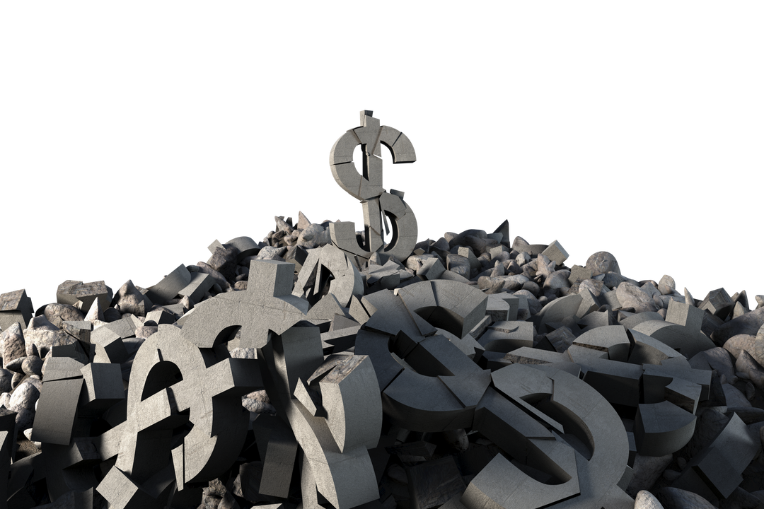 Transparent Pile of Rubble with Dollar Symbols Highlighting Currency and Finance Concepts - Download Free Stock Images Pikwizard.com