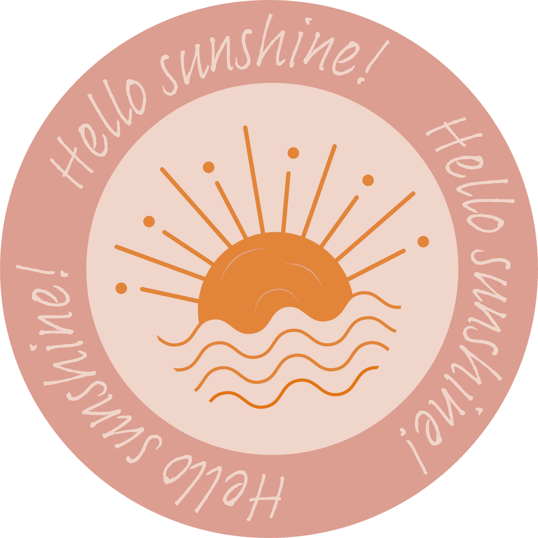 Minimal sunburst emblem with optimistic message on transparent background