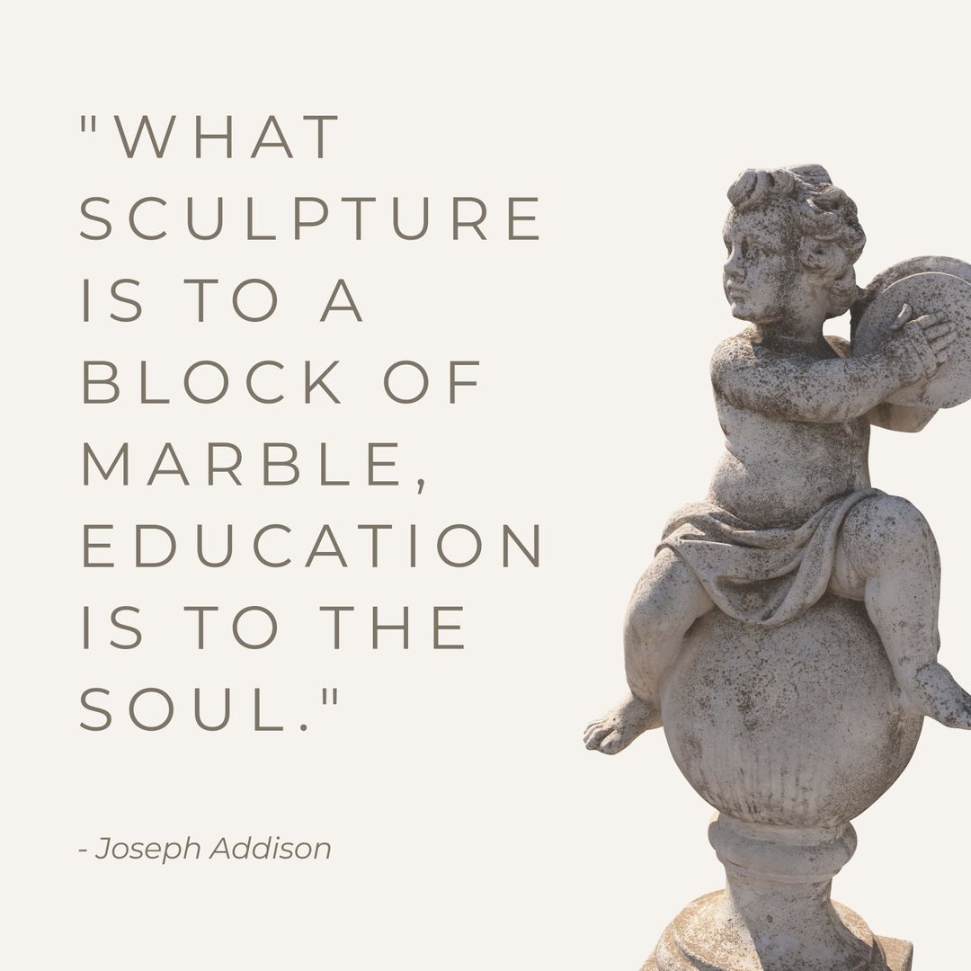Inspirational Education Quote with Classical Sculpture