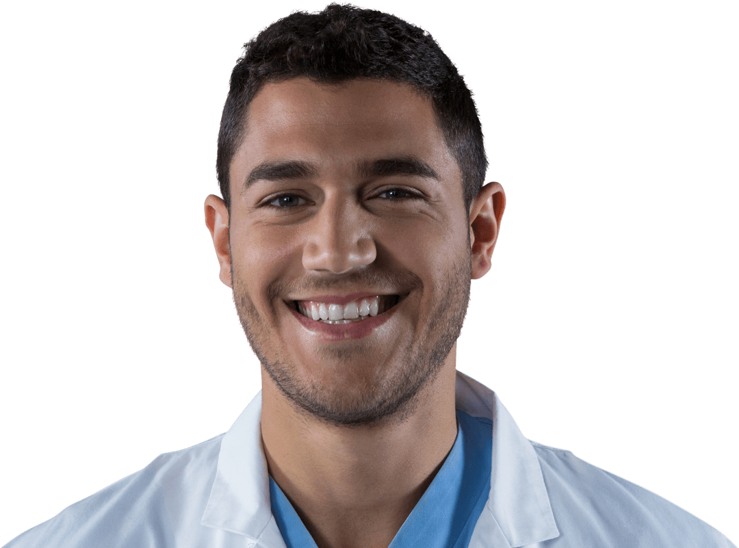 Transparent Smiling Medical Professional Portrait