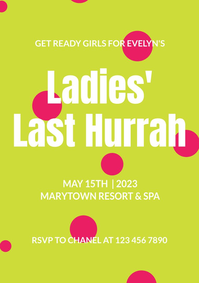 Vibrant Ladies' Last Hurrah Bachelorette Invitation Template - Download Free Stock Templates Pikwizard.com