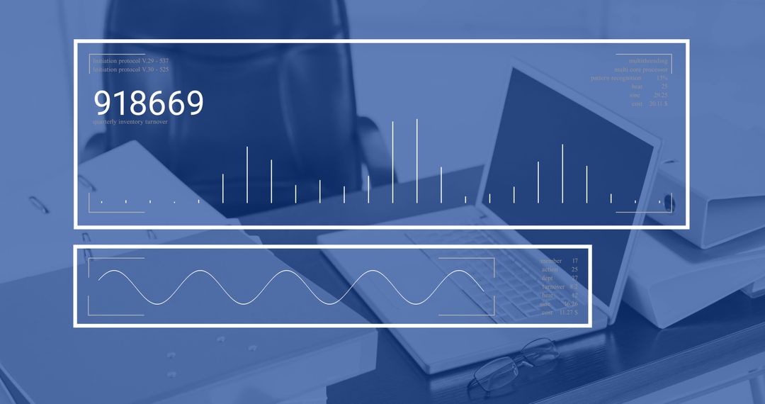 Digital Data Interface on Laptop in Modern Office
