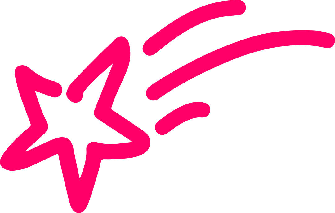 Stylized Magenta Shooting Star on Transparent Background