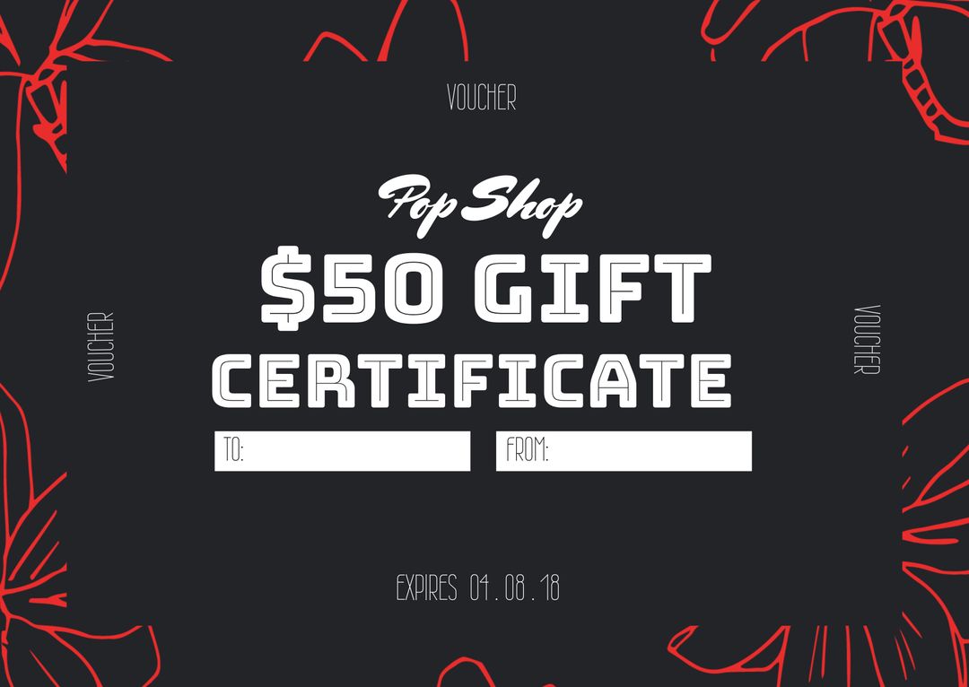 $50 Seafood-Themed Gift Certificate with Red Accents - Download Free Stock Templates Pikwizard.com