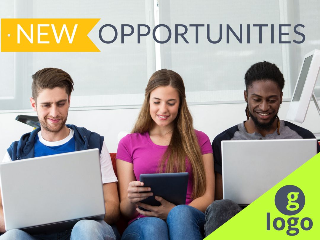 Diverse Group Using Technology Symbolizing New Opportunities