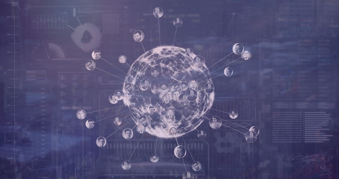 Glowing Global Network Sphere with Business Profile Connections