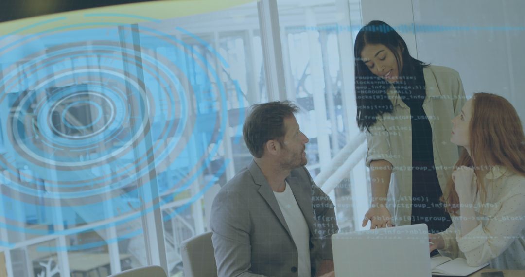 Global Data Analysis with Diverse Business Team in Modern Office