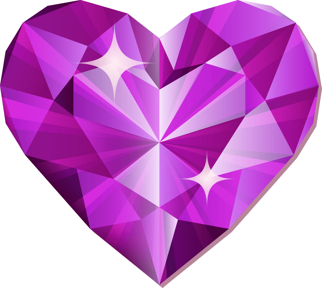 Shimmering Purple Heart-Shaped Gem on Transparent Canvas