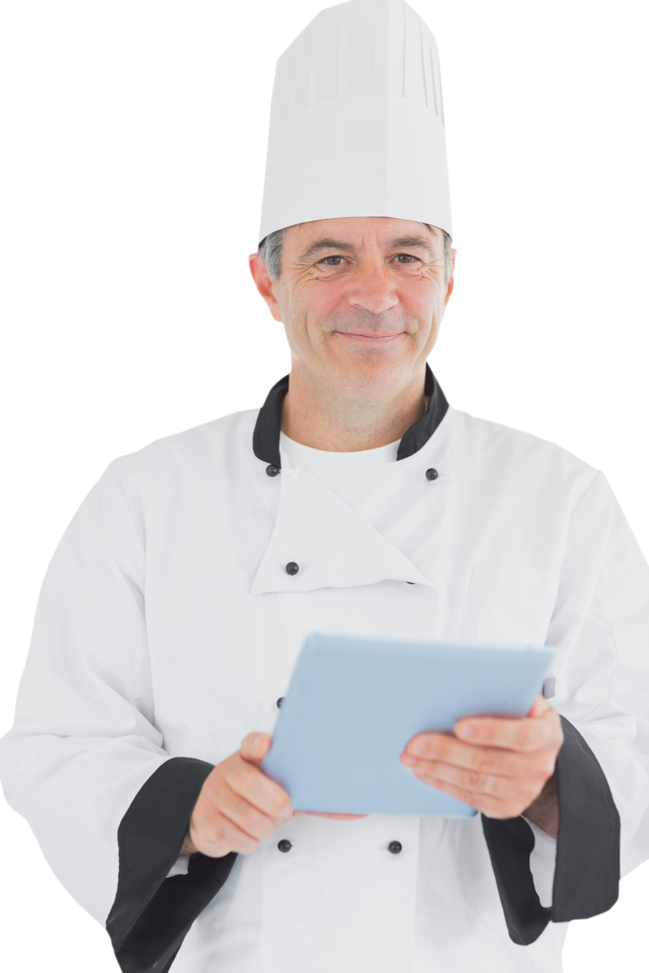 Portrait of Happy Chef with Tablet on Transparent Background - Download Free Stock Images Pikwizard.com