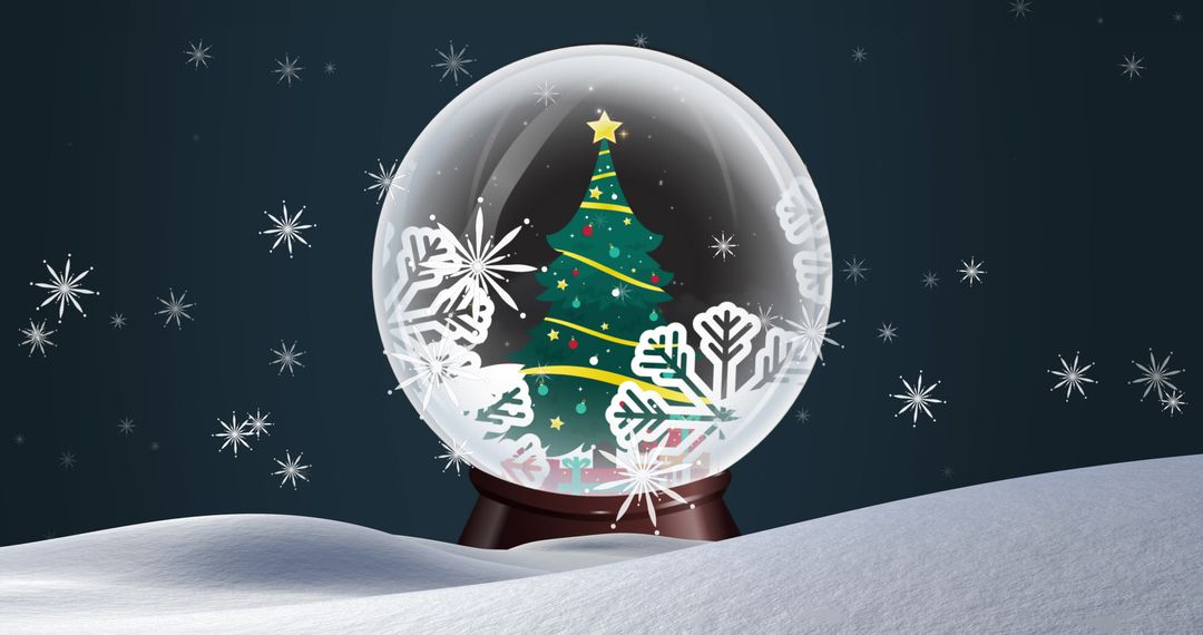 Whimsical Holiday Snow Globe with Colorful Christmas Tree - Free Images, Stock Photos and Pictures on Pikwizard.com