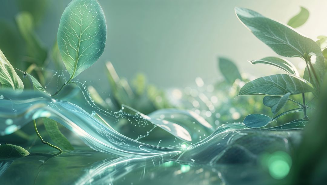 Flowing Water and Vibrant Greenery in a Serene Natural Setting