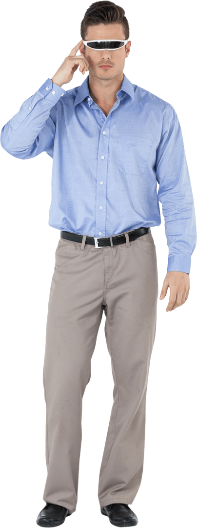 Businessman Wearing High-Tech Virtual Reality Headset