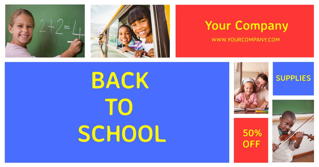 Back to School Promotional Banner with Happy Students