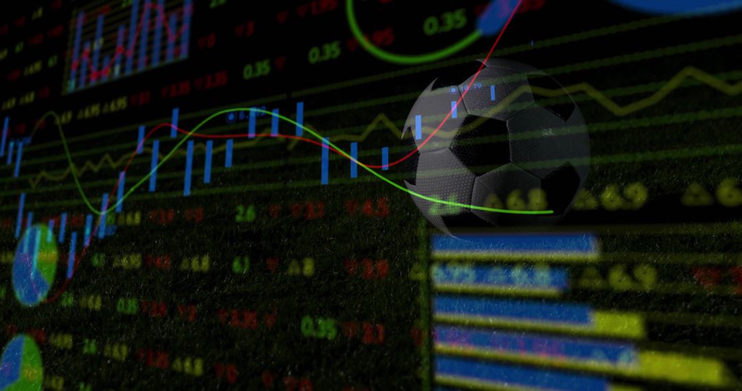 3D Soccer Ball Overlaying Financial Trading Interface on Dark Screen
